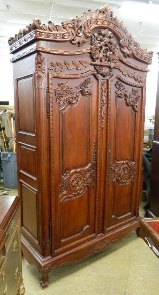 Modern Heavily Carved 2 Door Armoire - 93" x 53" x 23.5" (1 of 8)