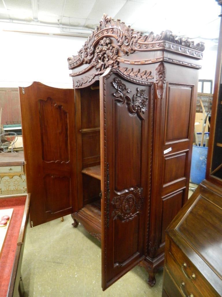 Modern Heavily Carved 2 Door Armoire - 93" x 53" x 23.5" - 2