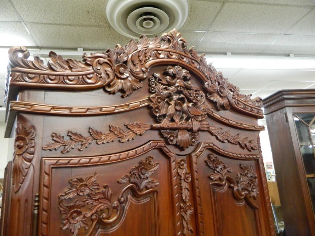 Modern Heavily Carved 2 Door Armoire - 93" x 53" x 23.5" - 5