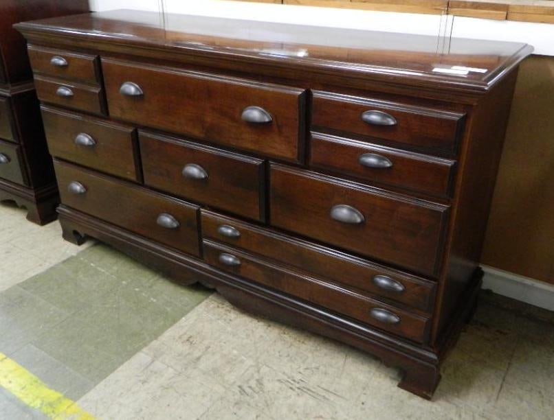 Mahogany 8 Drawer long Dresser - 33" x 60" x 18.5": See Photos For Condition and Details