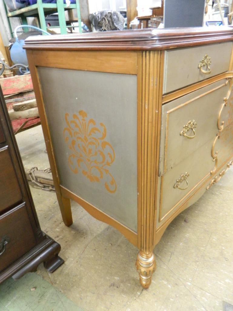 Painted 3 Over 2 Low Dresser on Casters - 34.5" x 50.5" x 22" - 5