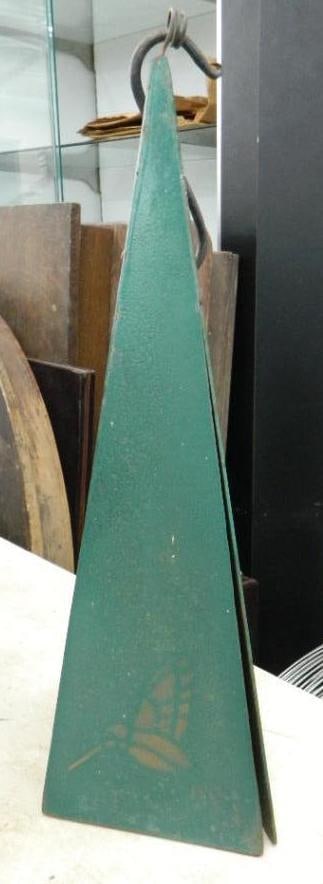 Metal Triangular Bell - Hummingbird - 19" x 7": See Photos For Condition and Details