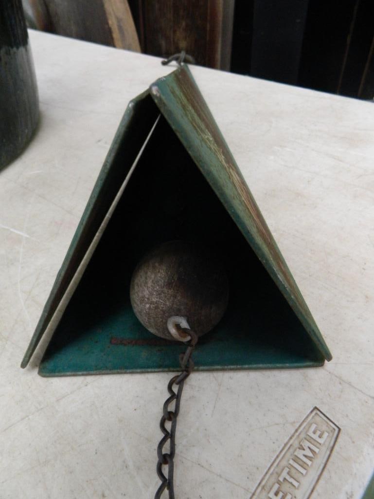 Metal Triangular Bell - Hummingbird - 19" x 7" - 3