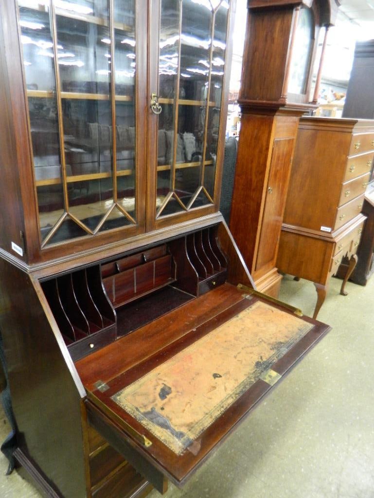 3 Piece Bookcase Top 5 Drawer Drop Front Desk - 86" x 40" x 22" - 2