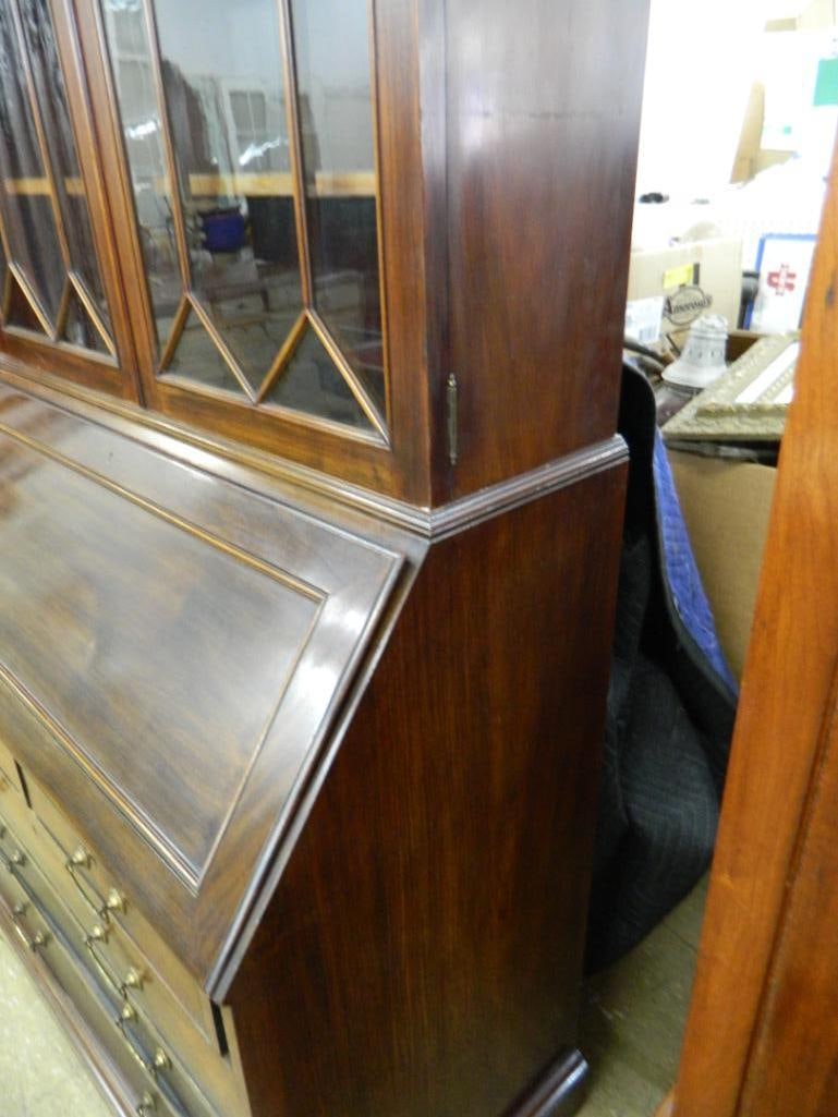 3 Piece Bookcase Top 5 Drawer Drop Front Desk - 86" x 40" x 22" - 8