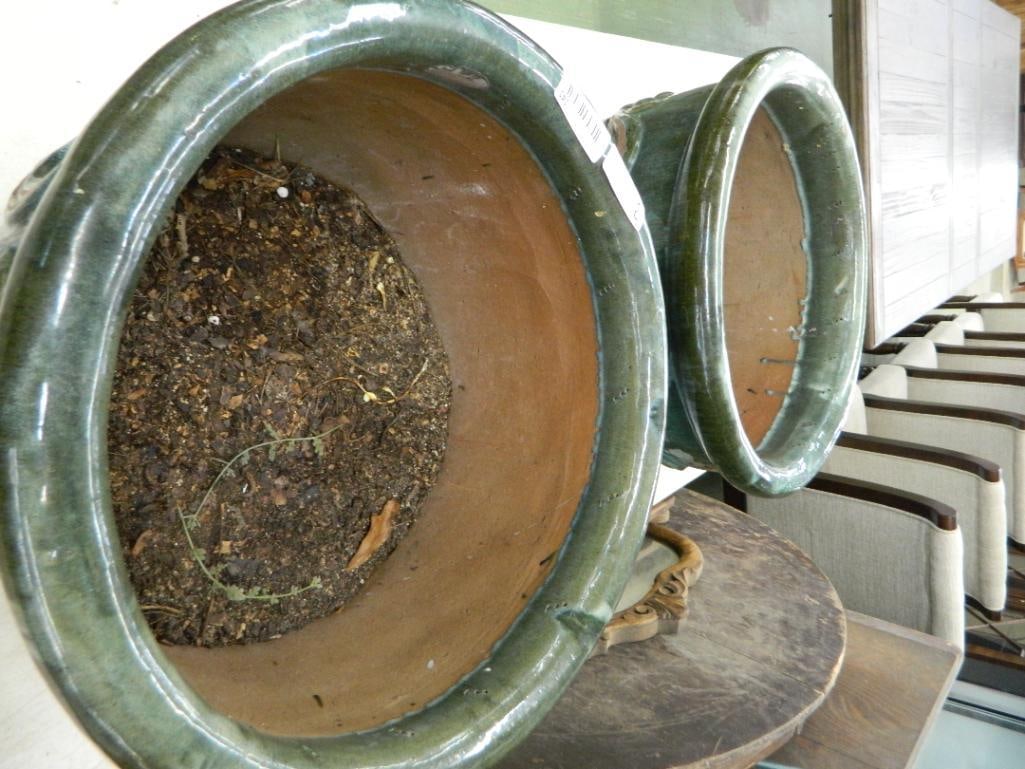 Pair of Modern Large Pottery Planters - Each 14" x 20" - 2