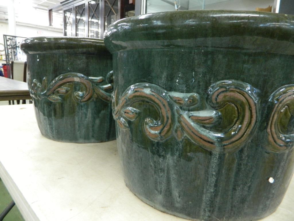 Pair of Modern Large Pottery Planters - Each 14" x 20" - 3