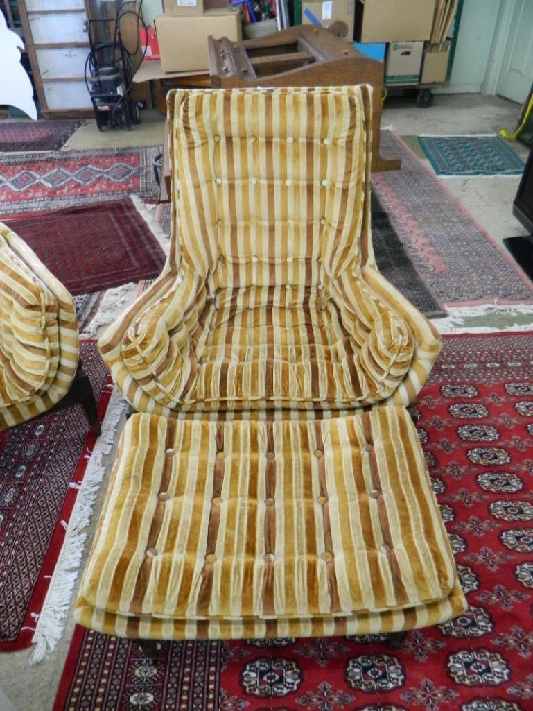 MCM Mid Century Upholstered Club Chair Arm Chair and Ottoman - Arm Chair 36" x 34" x 34" - 2