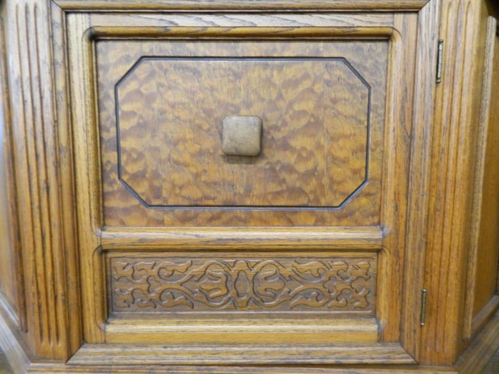 Oak Blind China Cabinet - Heavily Carved - 63.5" x 41.5" x 18" - 4