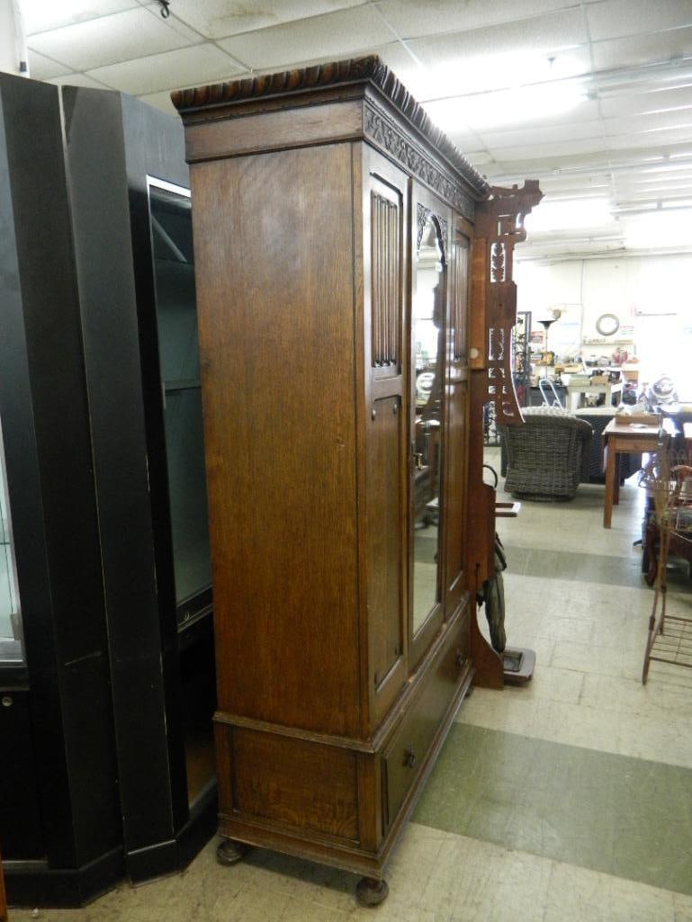2 Piece Wardrobe - Mirrored Door - 1 Drawer - 79.5" x 50.5" x 20" - 6