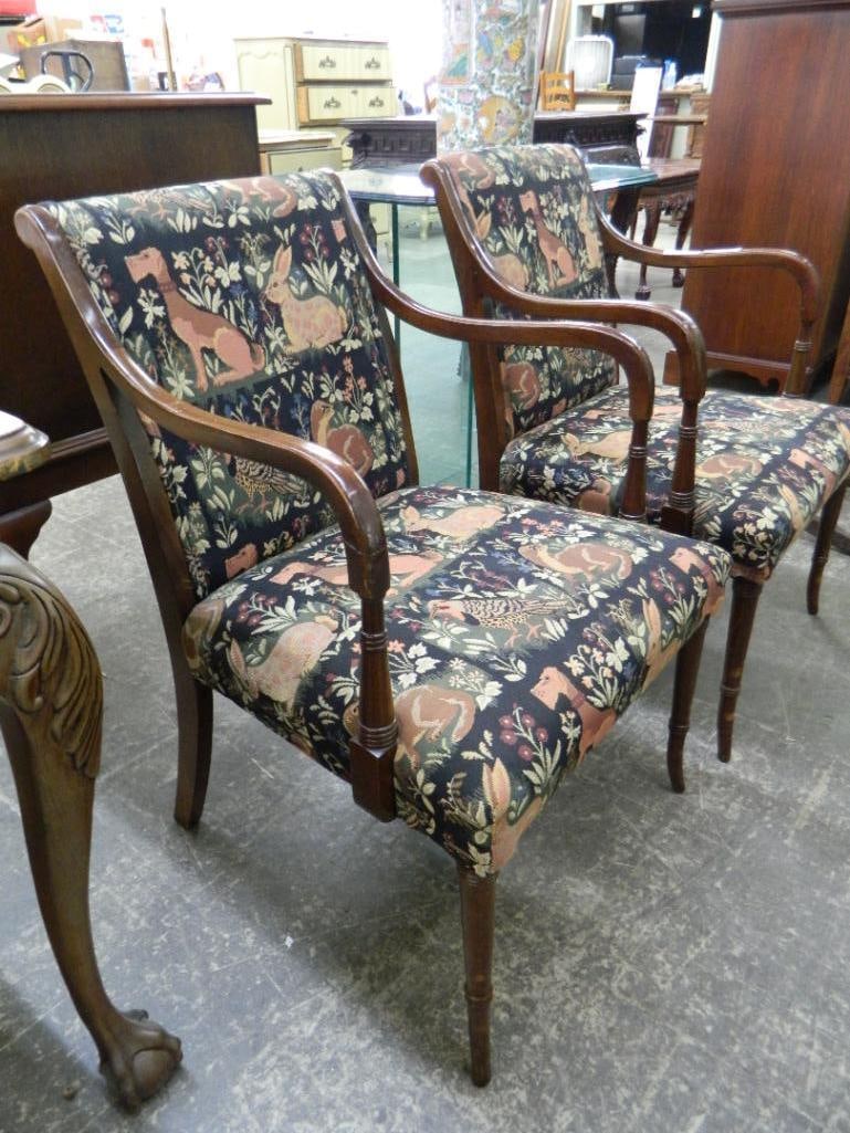 Pair of Upholstered Arm Chairs - Each 34" x 23" x 26" - 2
