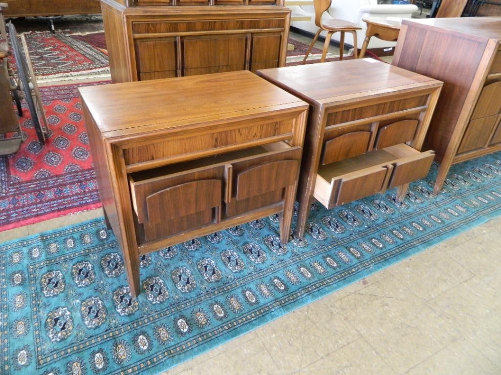 Pair of MCM Mid Century Modernage Furniture 2 Drawer Nightstands - Each 24" x 26" x 17" - 2