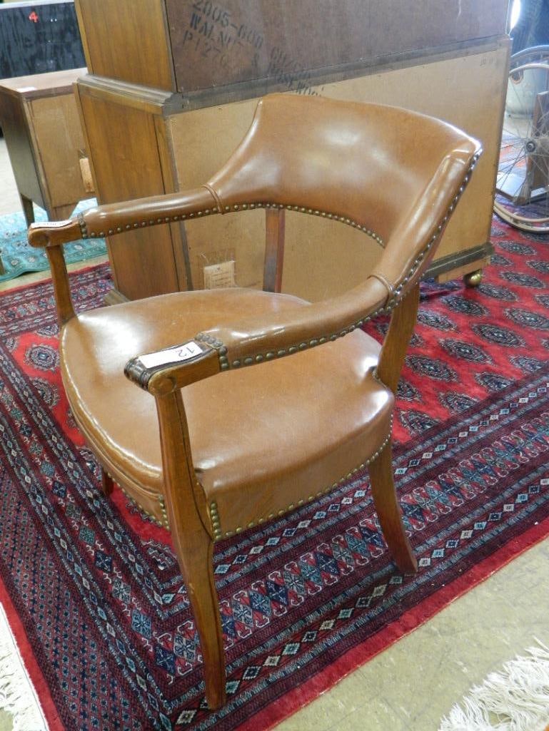 Leather Arm Chair with Tacks - 29.5" x 23" x 24" - 2