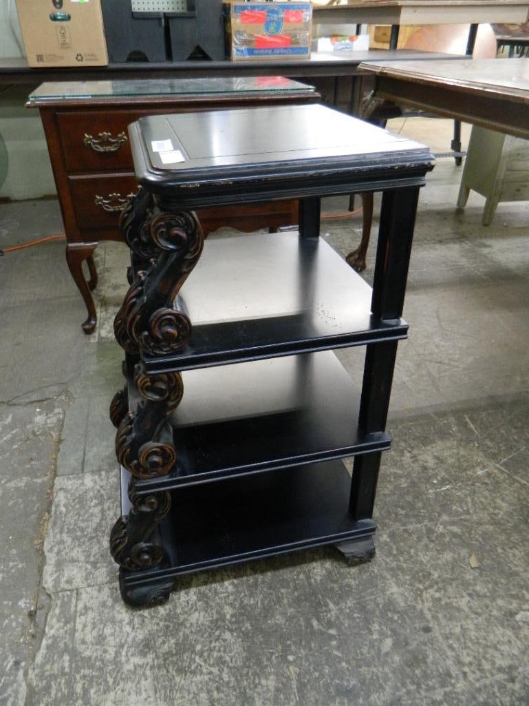 Modern Step Back Shelf Unit with Carved Scroll Supports - 30" x 18" x 18.5" - 2