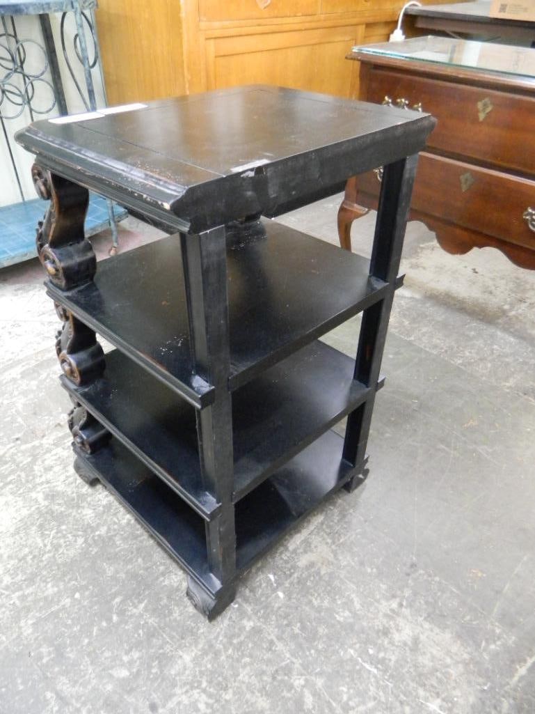 Modern Step Back Shelf Unit with Carved Scroll Supports - 30" x 18" x 18.5" - 4