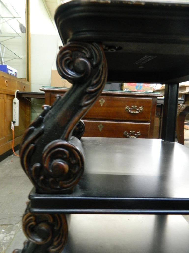 Modern Step Back Shelf Unit with Carved Scroll Supports - 30" x 18" x 18.5" - 6