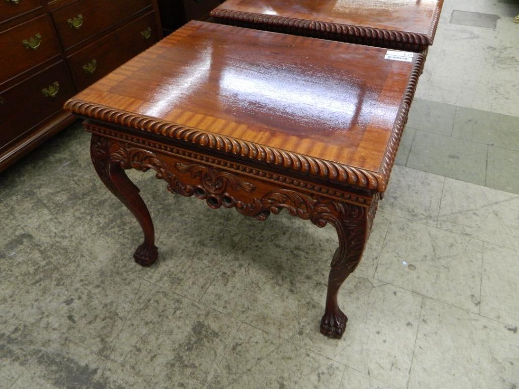 Pair of Heavily Carved Side Tables - Each 24" x 28.5" x 22.5" - 2