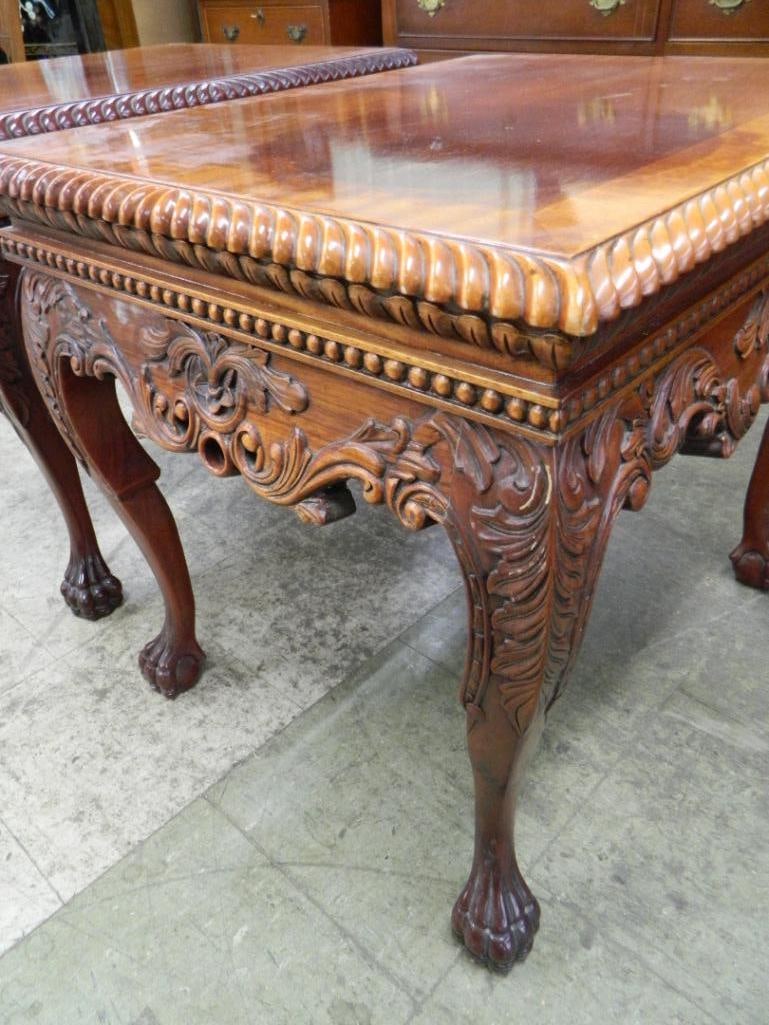 Pair of Heavily Carved Side Tables - Each 24" x 28.5" x 22.5" - 3