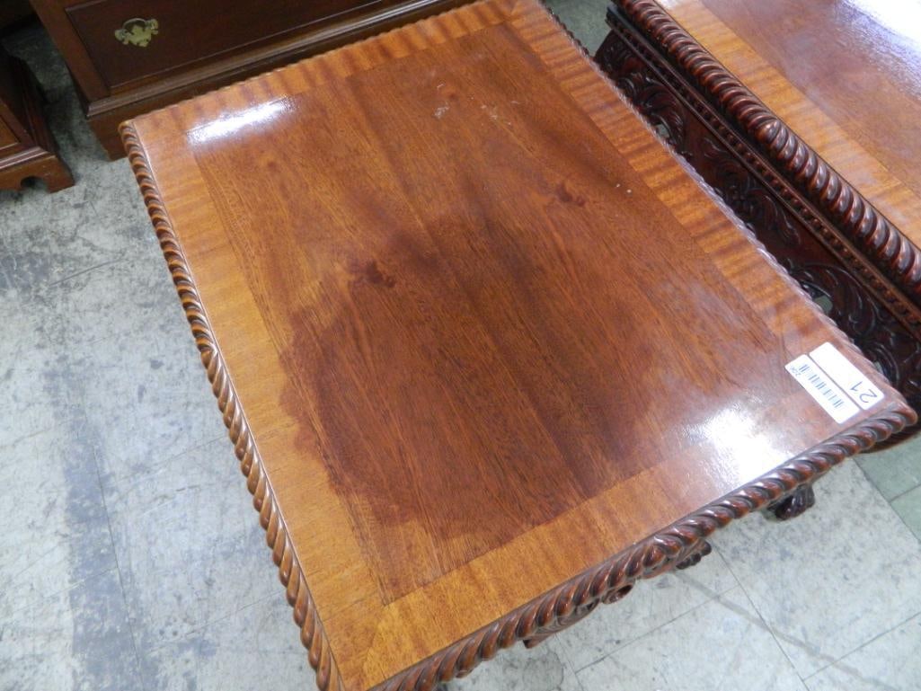 Pair of Heavily Carved Side Tables - Each 24" x 28.5" x 22.5" - 6