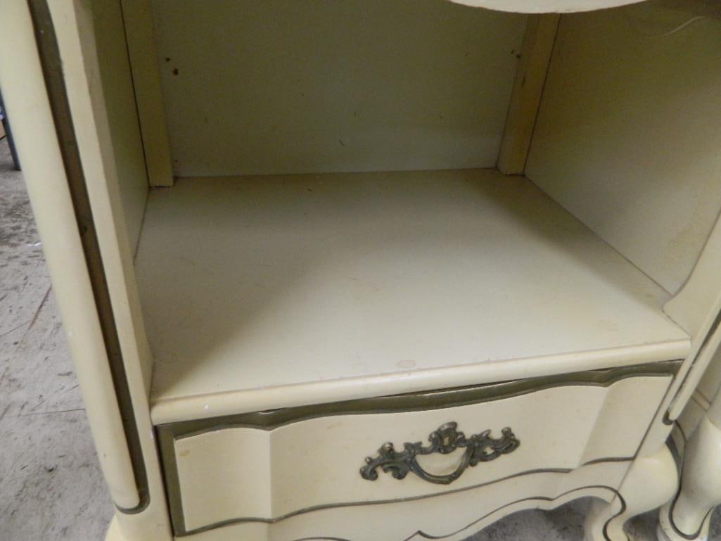 Pair of Basset Furniture French Provincial 1 Drawer Night Stands - Each 25.5" x 22" x 16" - 5