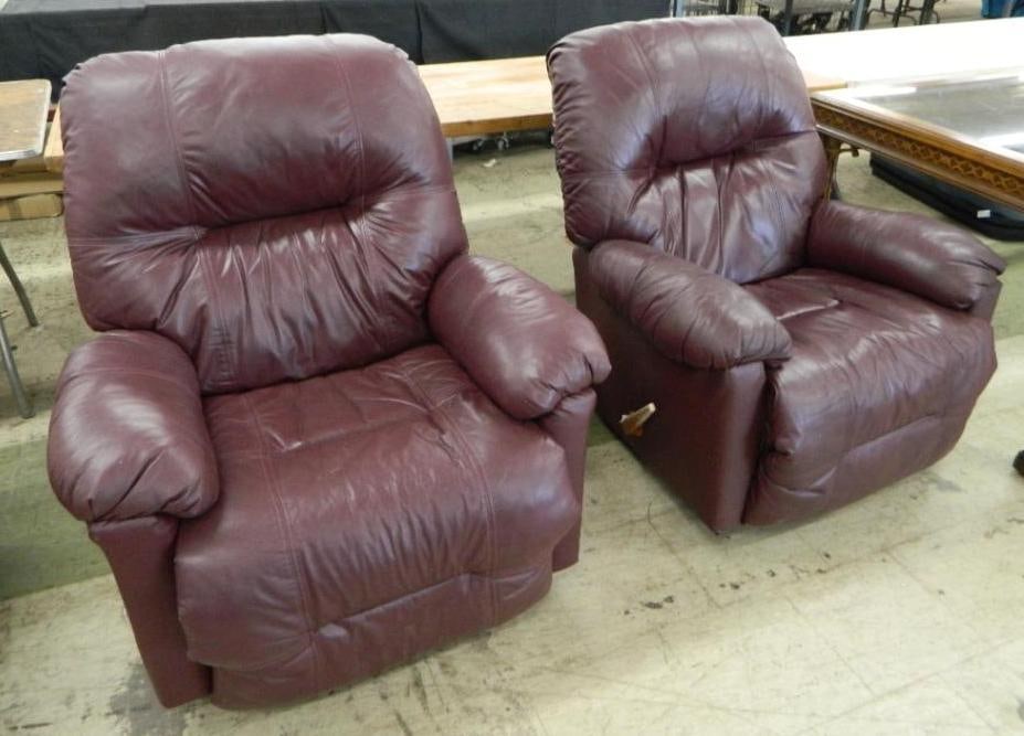 Pair of "Best Chairs" Leather Recliners - Each 41" x 38" x 30": See Photos For Condition and Details