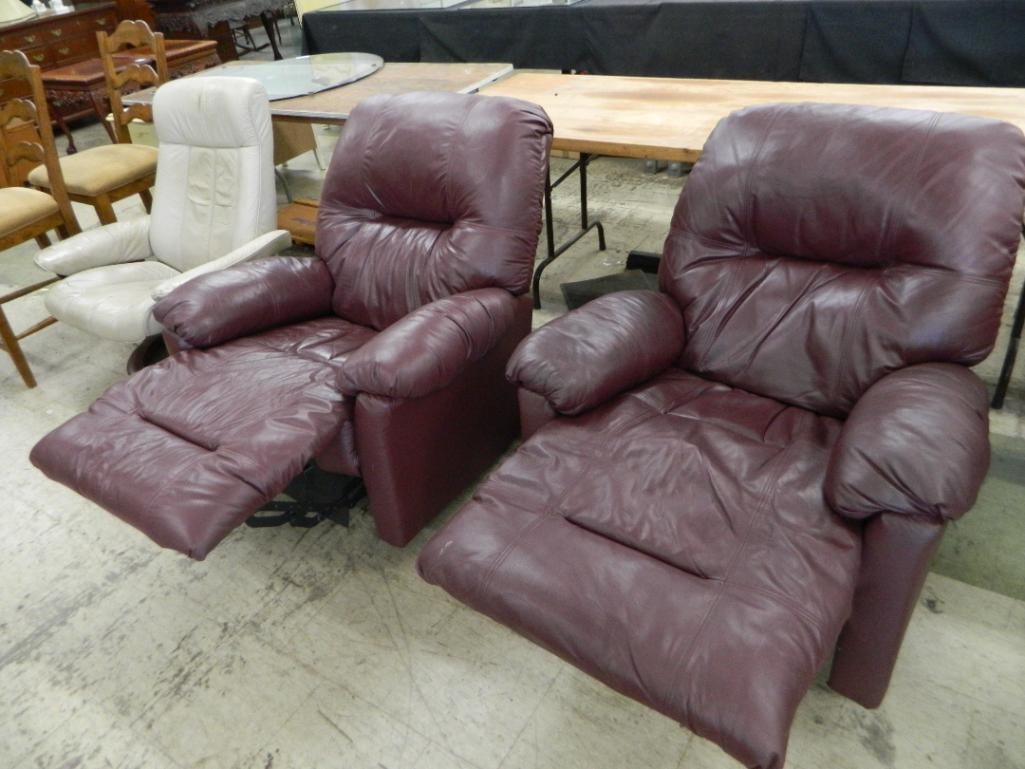 Pair of "Best Chairs" Leather Recliners - Each 41" x 38" x 30" - 2