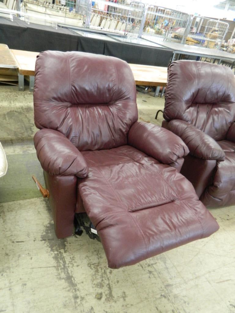 Pair of "Best Chairs" Leather Recliners - Each 41" x 38" x 30" - 9