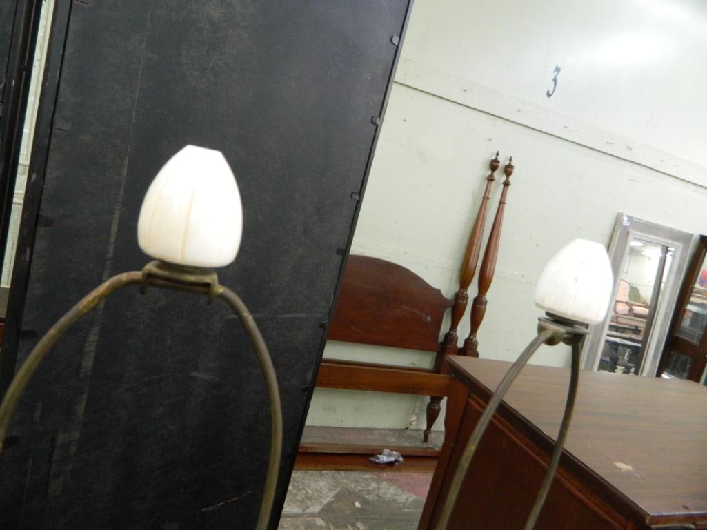 Pair of Alabaster Table Lamps - Each 27" x 4.75" x 4.75" - 5