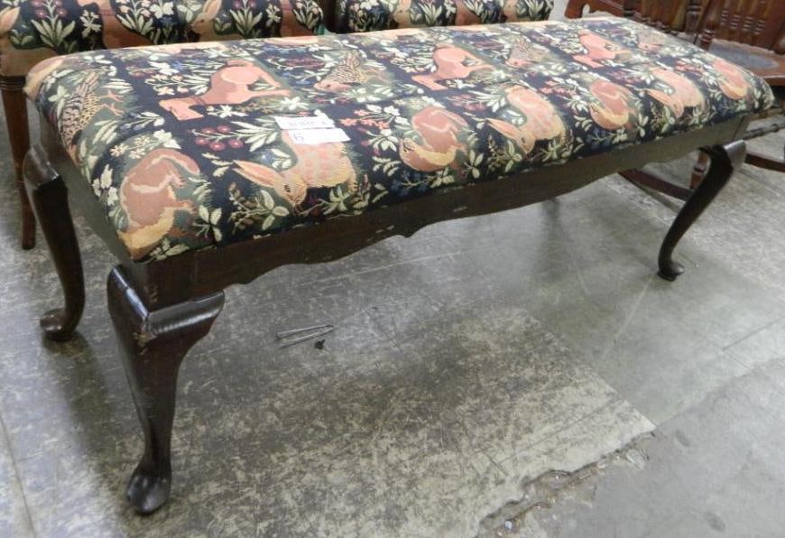 Upholstered Bench with French Legs - 19.5" x 48" x 15.5": See Photos For Condition and Details