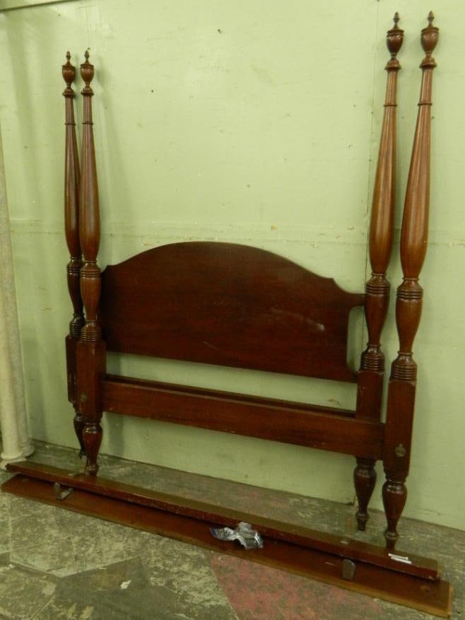 Full Size Mahogany 4 Post Bed - 77" Tall: See Photos For Condition and Details