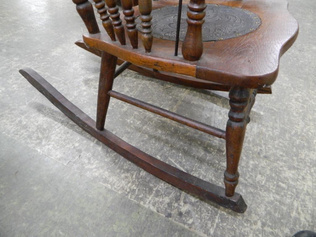 Pressed Back Rocker with Leather Seat - 39" x 22" x 32" - 4