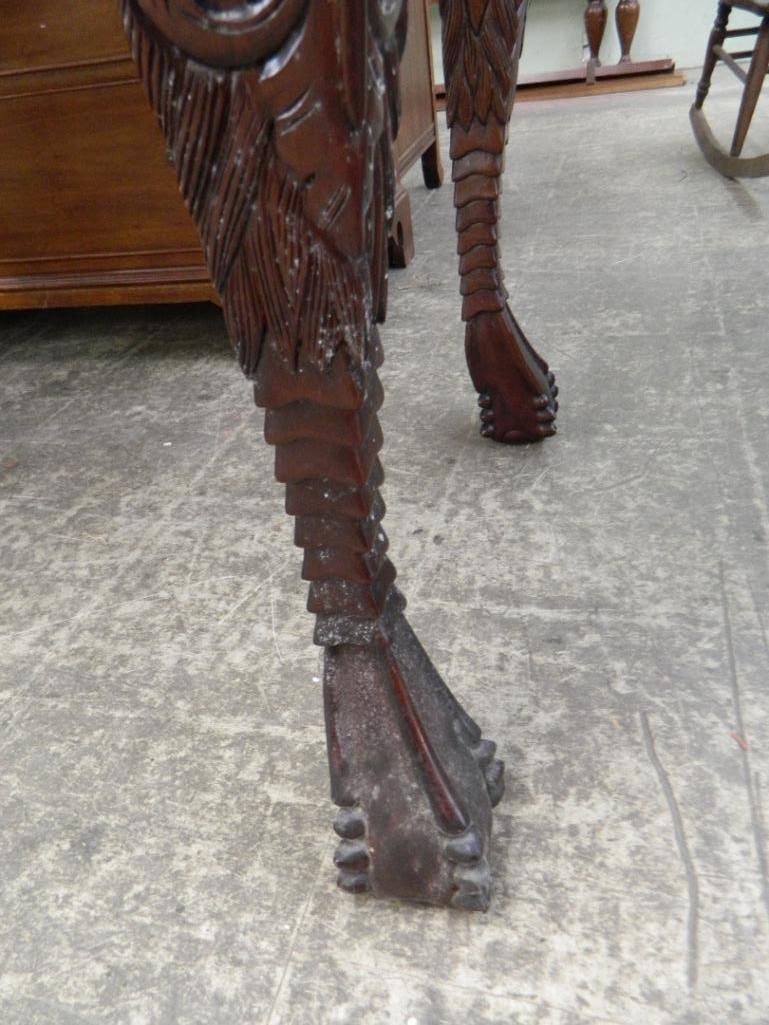 Heavily Carved Mahogany Library Table - 35.5" x 53" x 25" - 4