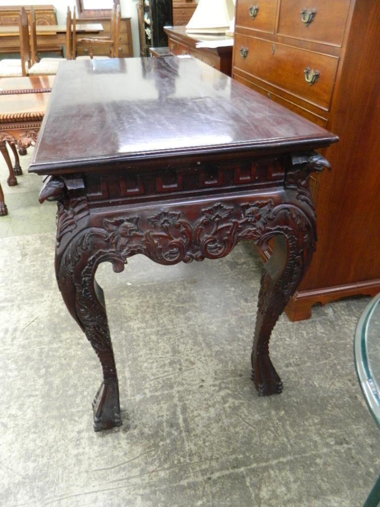 Heavily Carved Mahogany Library Table - 35.5" x 53" x 25" - 5