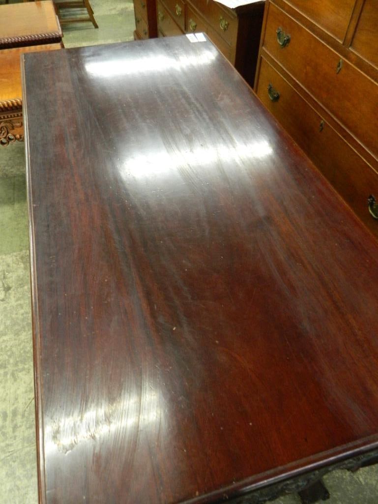 Heavily Carved Mahogany Library Table - 35.5" x 53" x 25" - 6