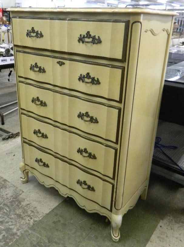 Basset Furniture French Provincial 5 Drawer Highboy Tall Dresser - 49.5" x 36" x 18.5": See Photos For Condition and Details