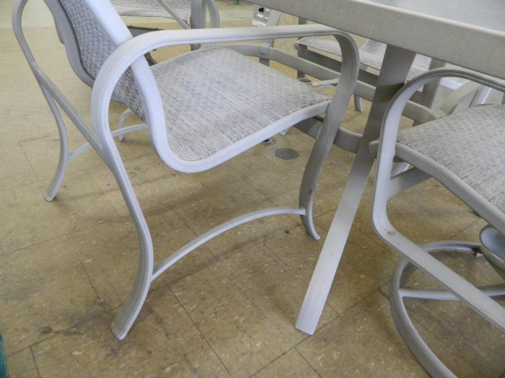 5 Piece Glass Top Table Patio Set - 2 Swivel Chairs - Table 27.5" x 66" x 40" - 4