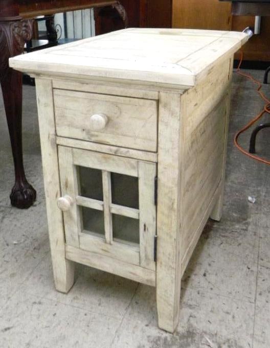 Modern 1 Drawer 1 Door End Table - 25" x 16" x 22": See Photos For Condition and Details