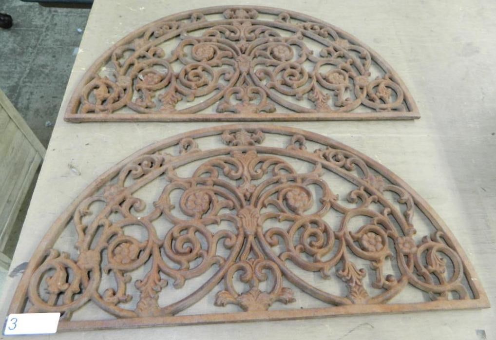 Pair of Cast Iron Door Matts - Each 13.5" x 26.5": See Photos For Condition and Details
