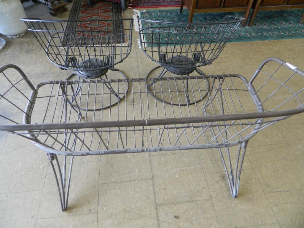 3 Piece Wrought Iron Patio Set - 2 Spring Chairs and a Settee - Settee 28" x 53" x 27" - 3