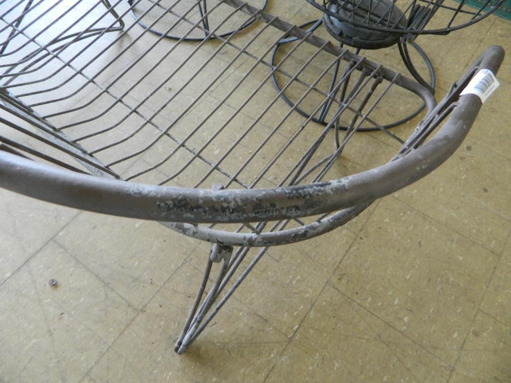 3 Piece Wrought Iron Patio Set - 2 Spring Chairs and a Settee - Settee 28" x 53" x 27" - 4