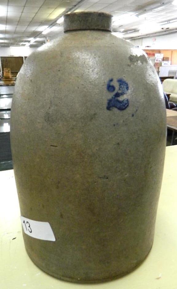 2 Gallon Pottery Jug - 12.5" x 8": See Photos For Condition and Details
