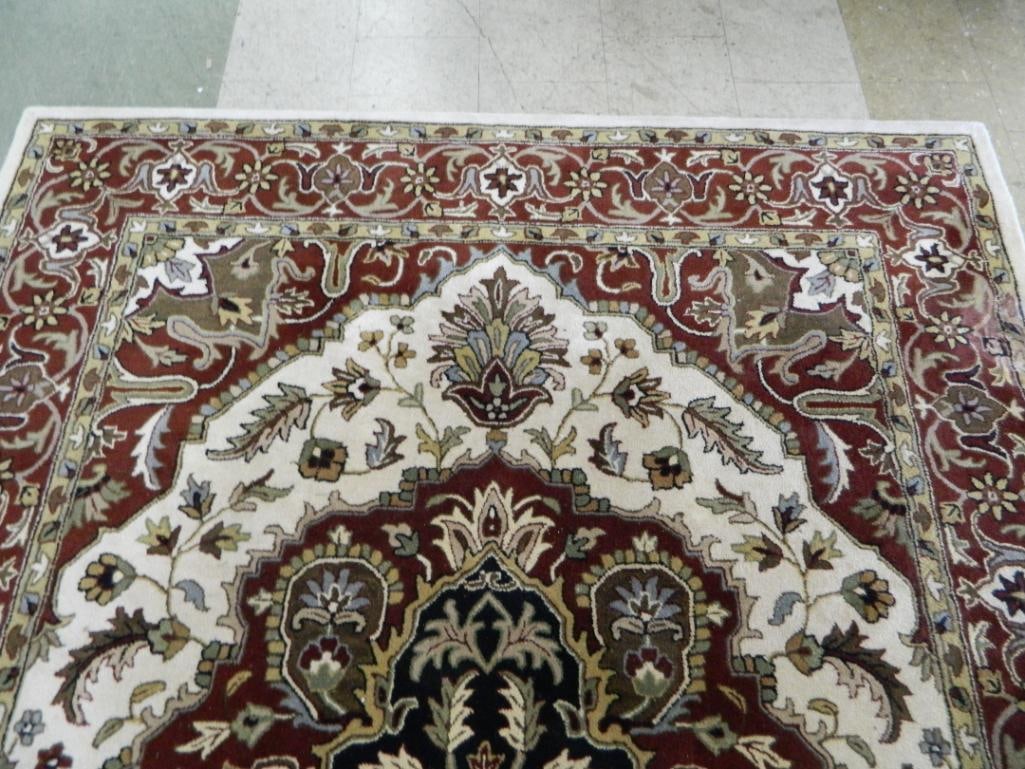 "Rug and Home" Wool Room Size Rug - Ivory and Red - 113" x 88" - 3