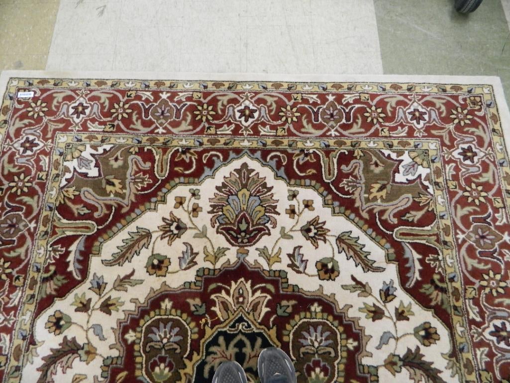 "Rug and Home" Wool Room Size Rug - Ivory and Red - 113" x 88" - 4