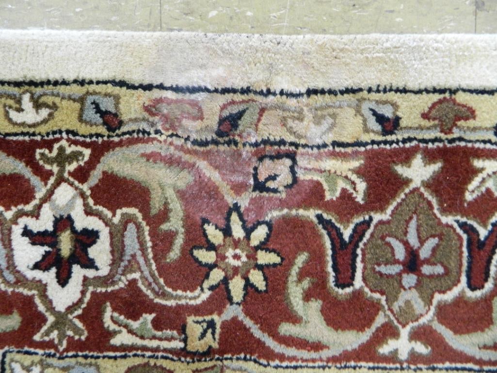 "Rug and Home" Wool Room Size Rug - Ivory and Red - 113" x 88" - 6