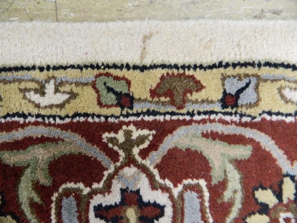 "Rug and Home" Wool Room Size Rug - Ivory and Red - 113" x 88" - 7