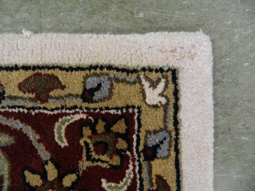 "Rug and Home" Wool Room Size Rug - Ivory and Red - 113" x 88" - 8