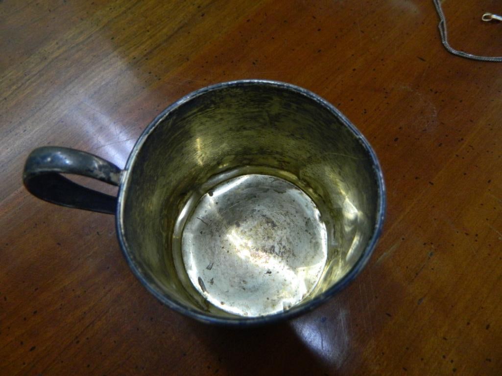 Sterling Silver - Weighted Salt and Pepper Shakers - 45 Grams Childs Cup - .27 Grams Gold - 3