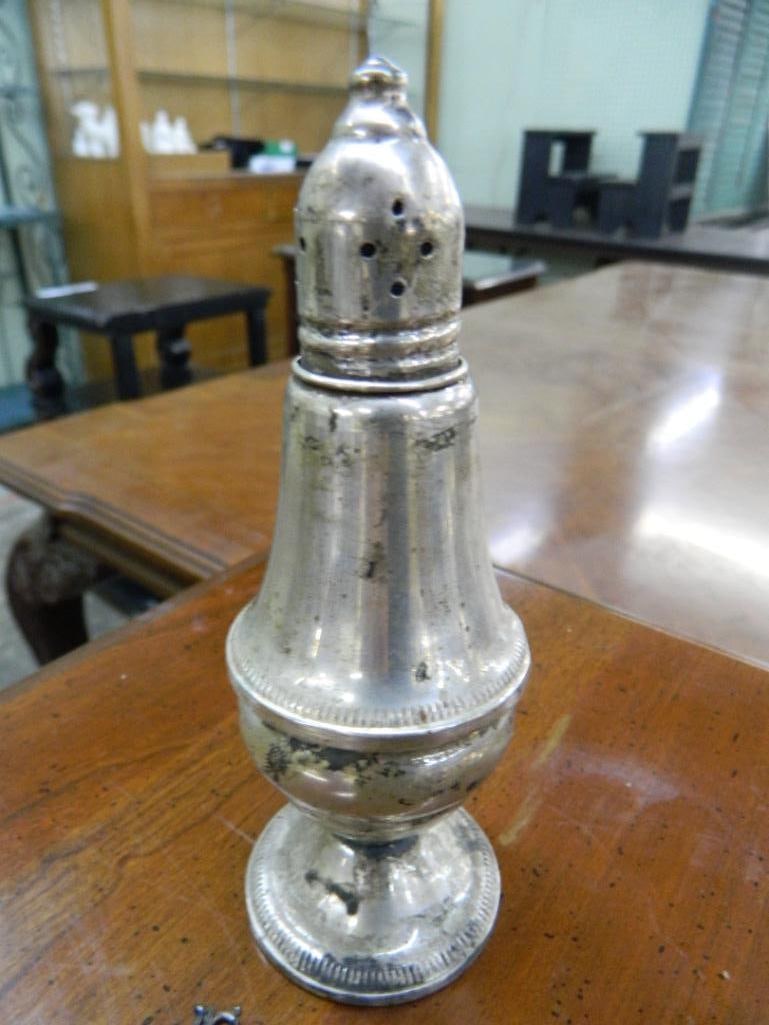 Sterling Silver - Weighted Salt and Pepper Shakers - 45 Grams Childs Cup - .27 Grams Gold - 6