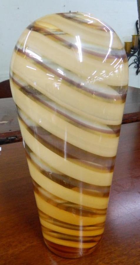Art Glass Vase - Unsigned - 12" x 5.5": See Photos For Condition and Details