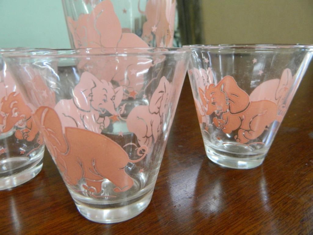 Vintage Cocktail Shaker with 4 Glasses - "Pink Elephant" - 7